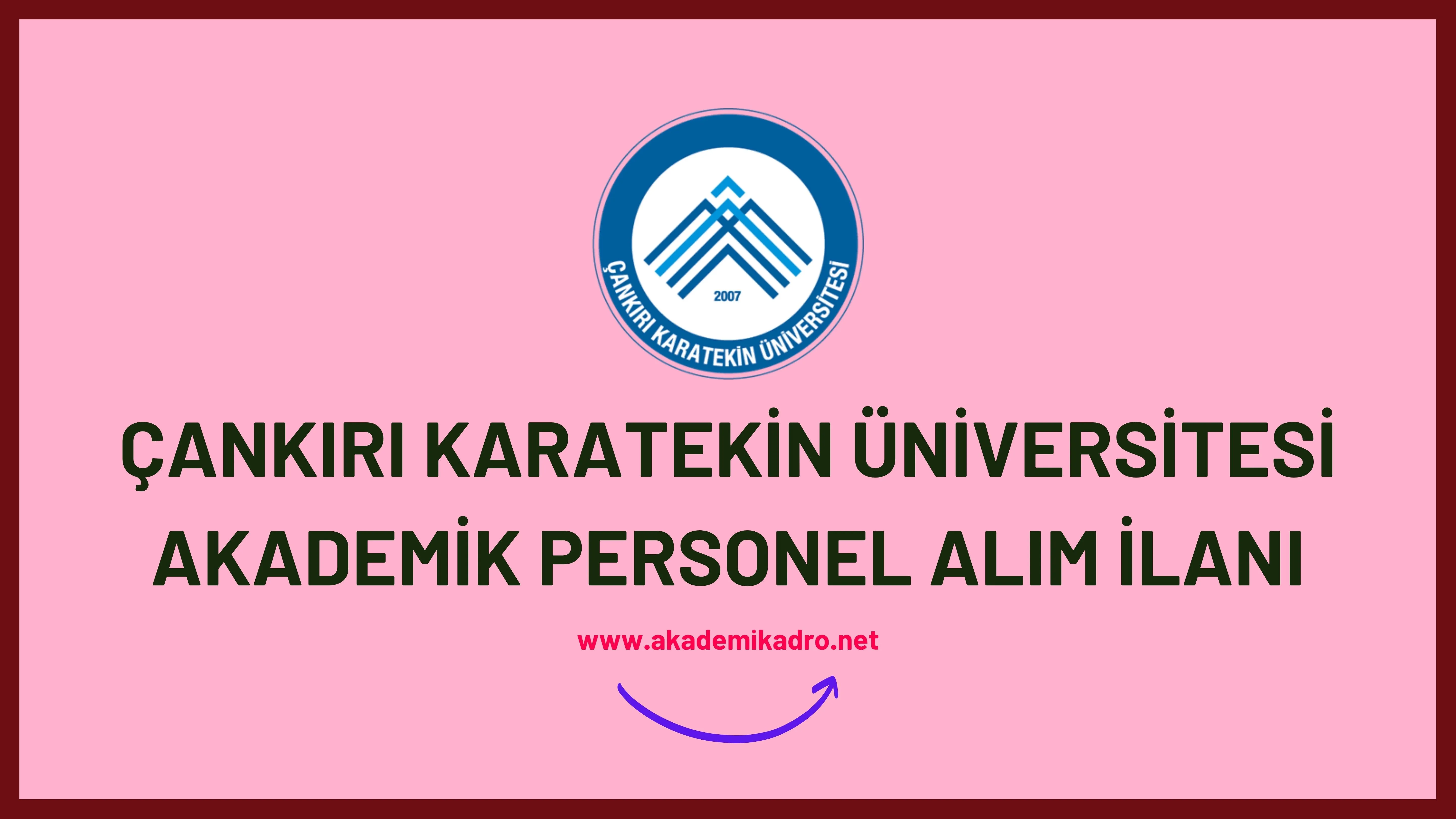 Çankırı Karatekin Üniversitesi 17 akademik personel alacak