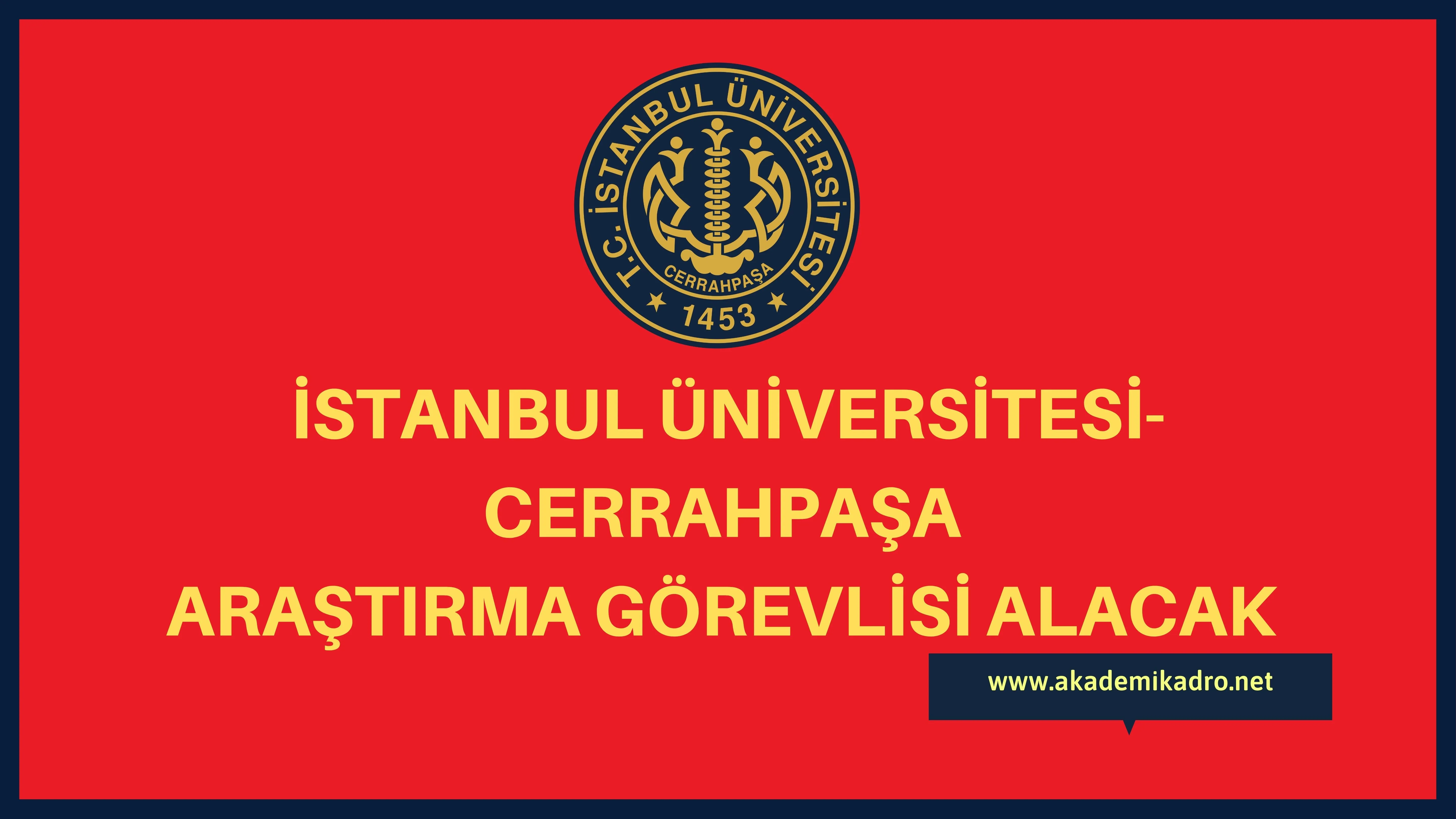 İstanbul Üniversitesi-Cerrahpaşa birçok alandan 14 Araştırma görevlisi alacak.