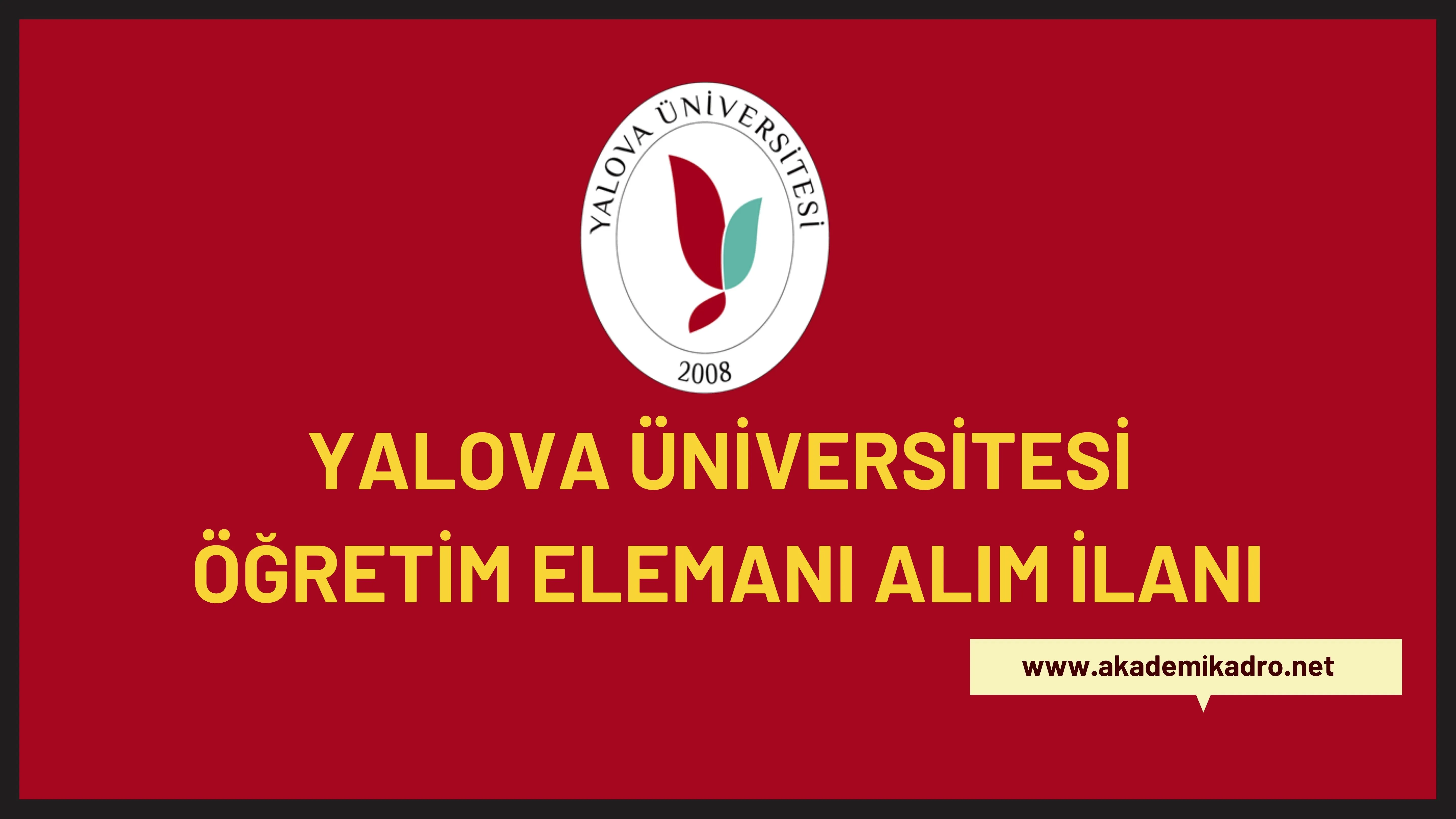 Yalova Üniversitesi 25 Öğretim üyesi ve 5 Öğretim görevlisi alacaktır. Son başvuru tarihi 23 Aralık 2022