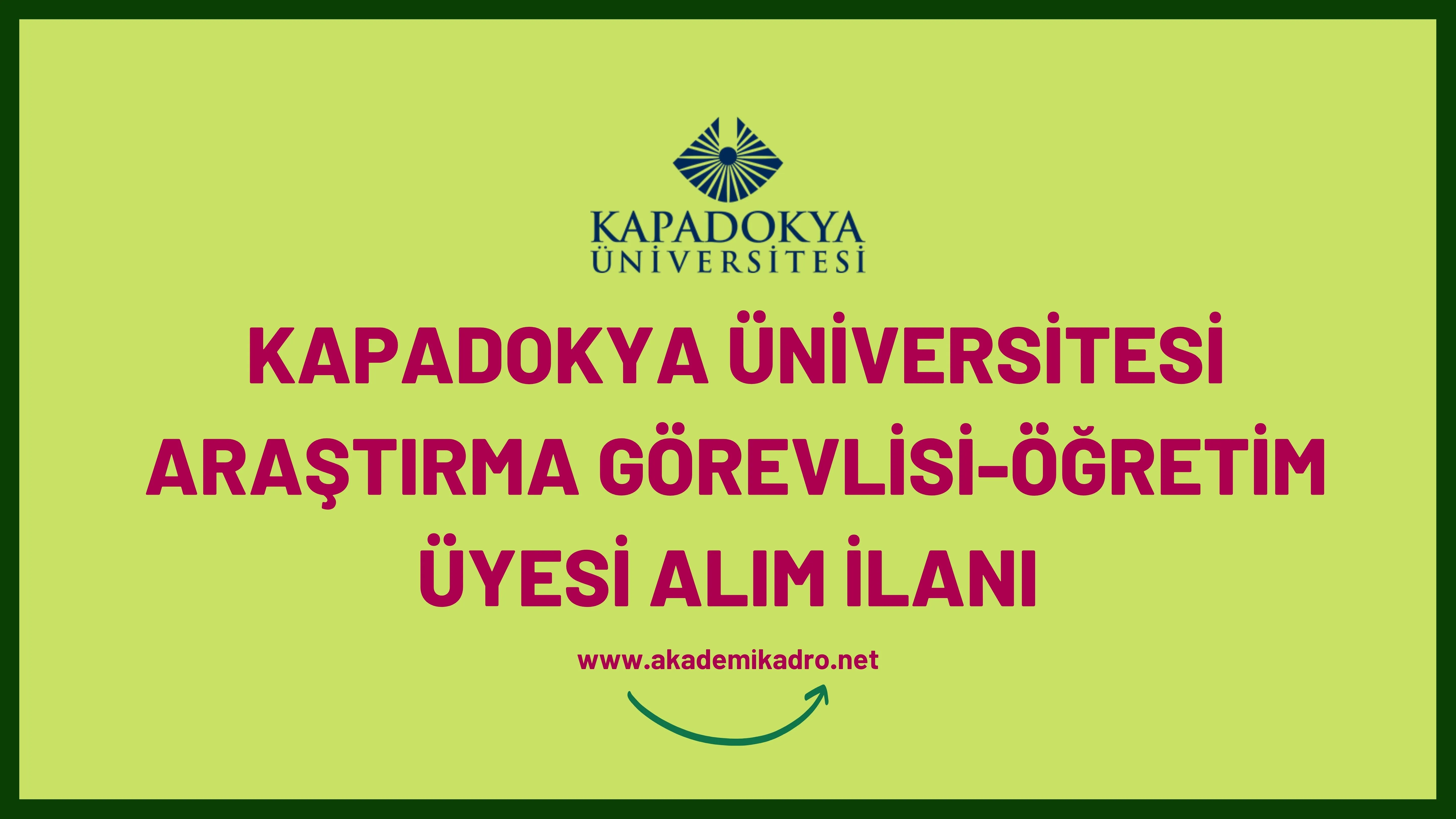 Kapadokya Üniversitesi Araştırma görevlisi ve 3 öğretim üyesi alacak.