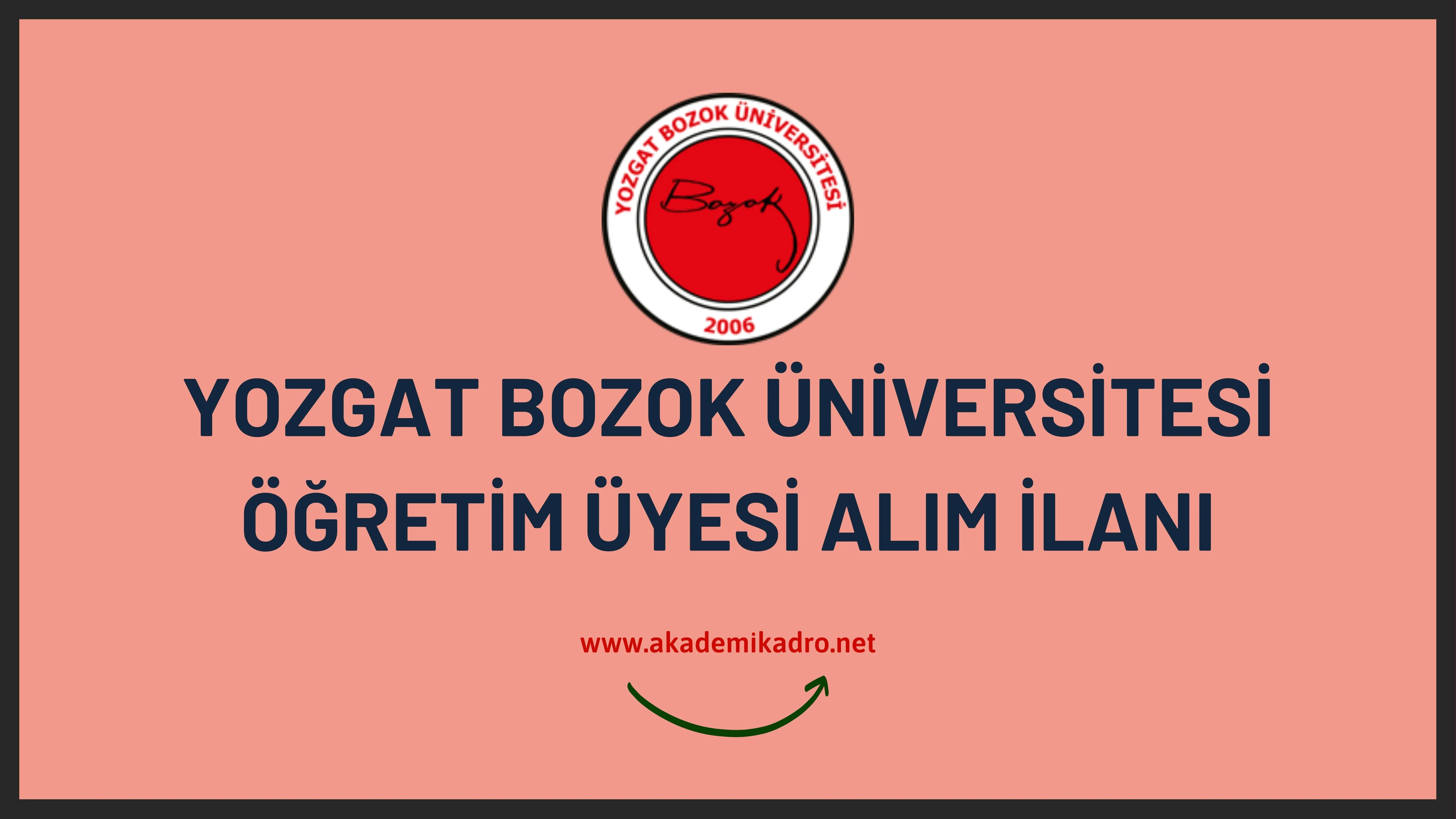 Yozgat Bozok Üniversitesi birçok alandan 29 öğretim üyesi alacak.