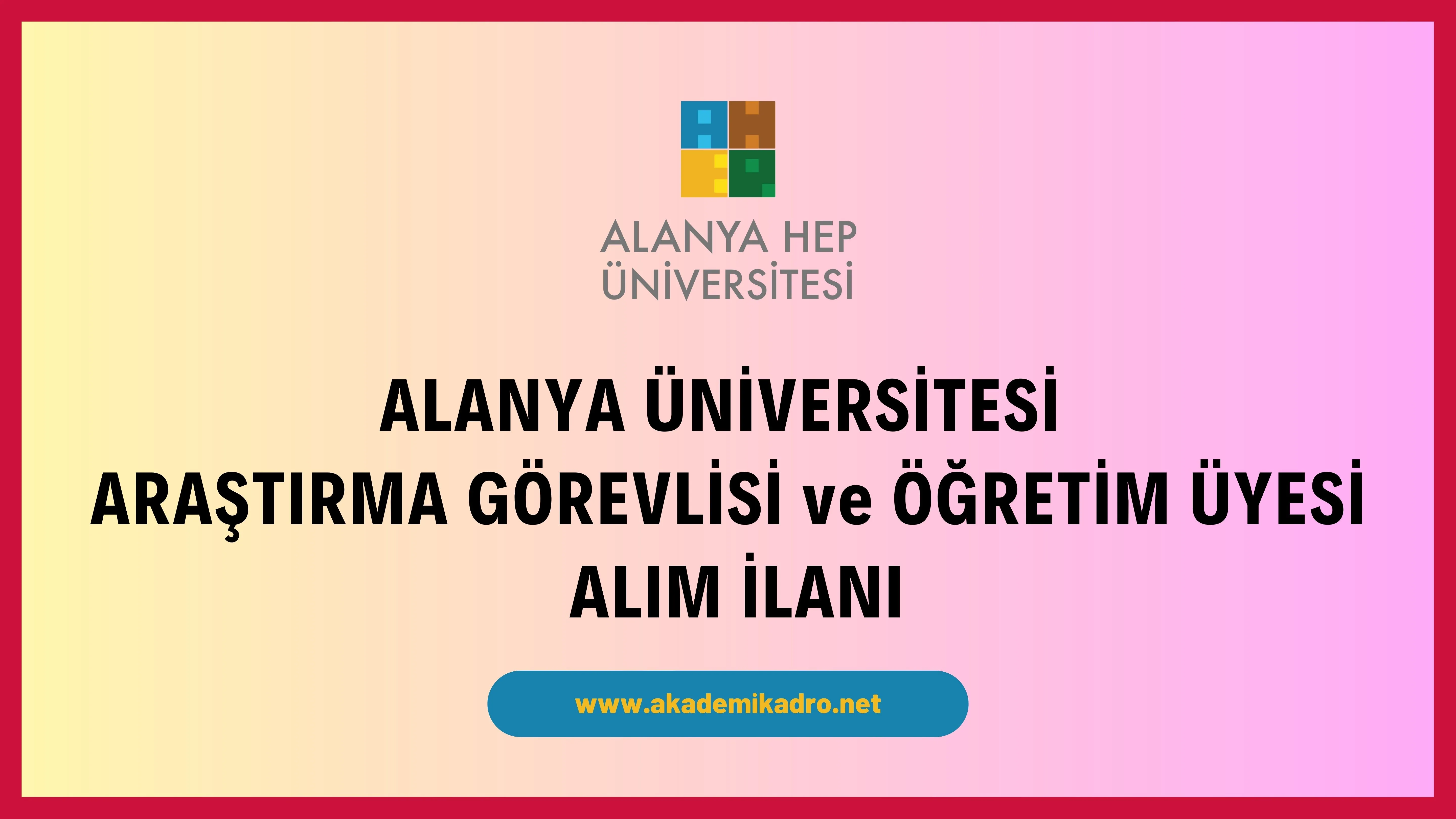 Alanya Üniversitesi araştırma görevlisi ve öğretim üyesi alacaktır. Son başvuru tarihi 23 Ekim 2023.