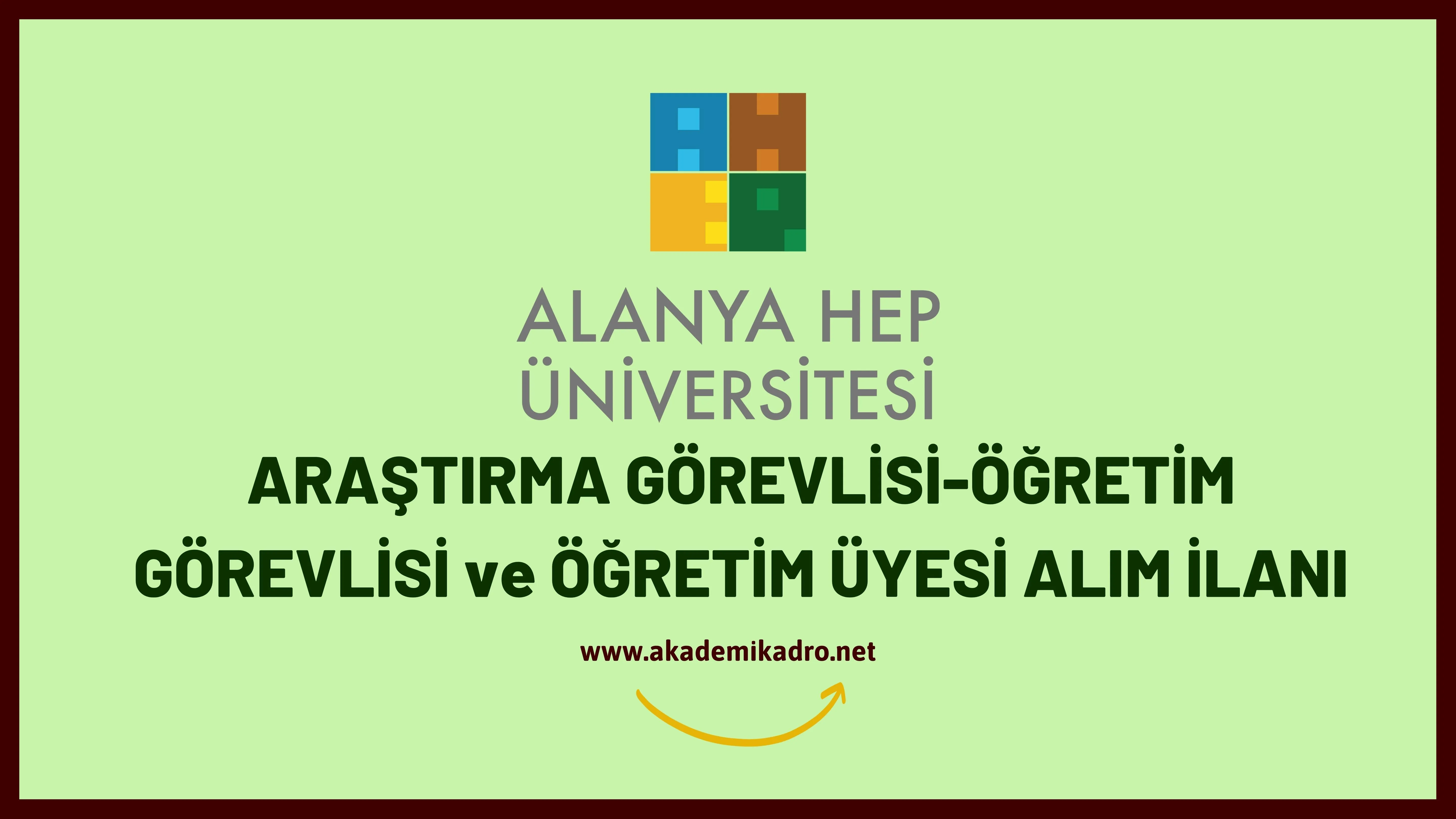 Alanya Hamdullah Emin Paşa Üniversitesi Araştırma görevlisi, Öğretim görevlisi ve Öğretim üyesi olmak üzere 13 Öğretim elemanı alacak.Son başvuru tarihi 09 Eylül 2022.
